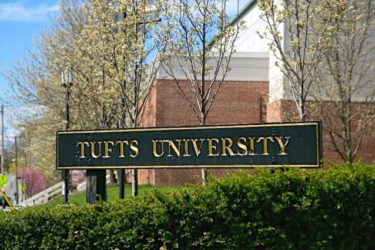 Tufts University Sign on Campus