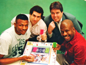 Reggie Lewis Tony Bennis Jack Farrell and Jimmy Myers at the launch of NBAopoly