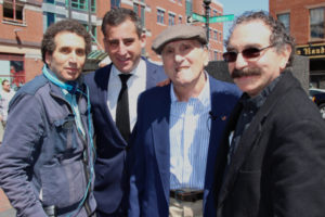 Tony Bennis Mike Ross Steve Ross Roger Lyons working on the film Etched in Glass photo by Les Heintz